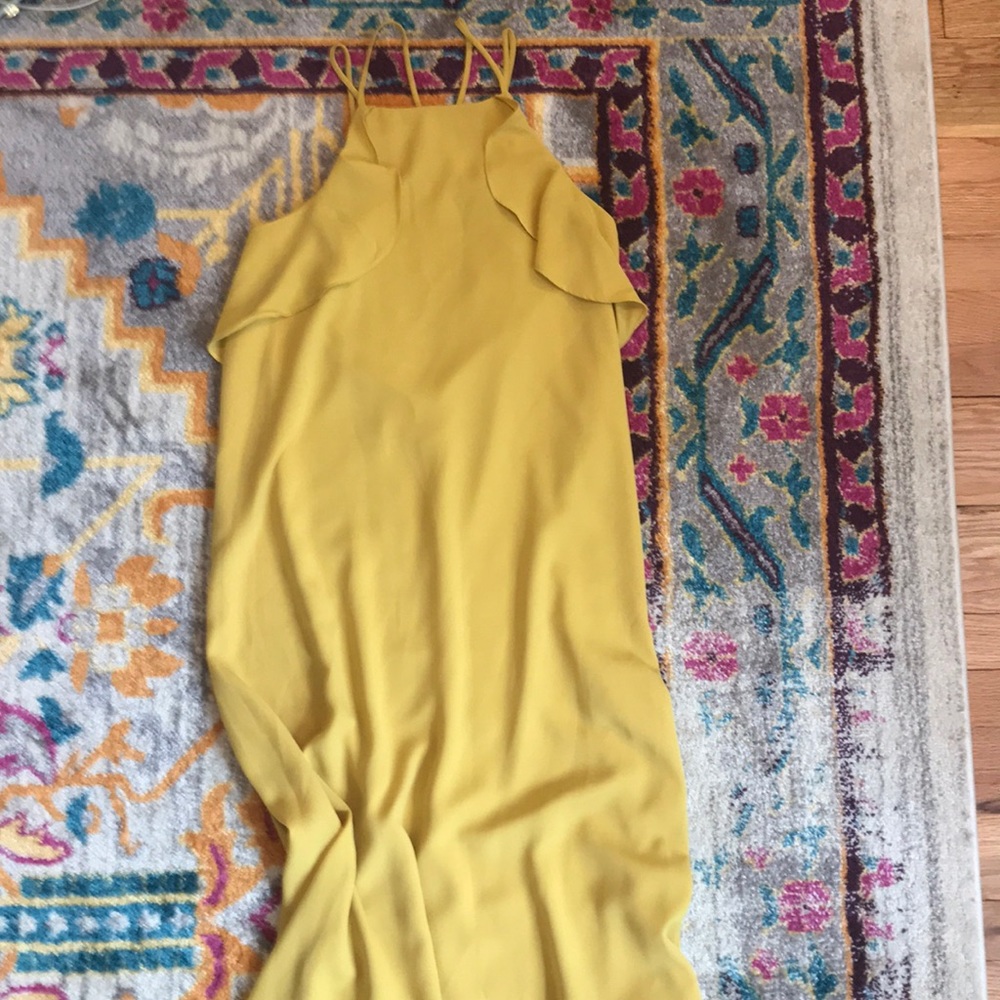 Yellow frill detail maxi dress